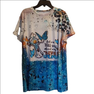 UNKNOWN BRAND, NWOT, LET ME TELL YOU ABOUT MY JESUS, SIZE LARGE.